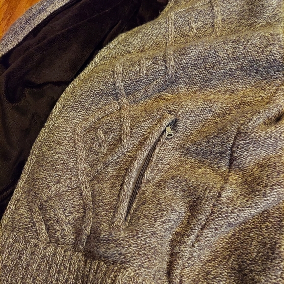 Royal Falcon Wool Blend Cable Knit Faux Fur Lined Hooded SweaterJacket - Picture 11 of 16